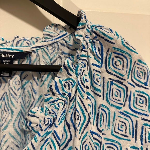 Hatley Ripples Blue Blouse Size Small A- Line Ruffles Buttons Womens - Picture 10 of 15